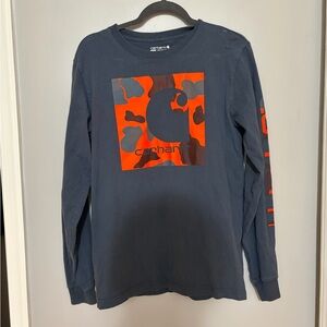Carhartt Navy Long Sleeve with Orange Camo Logo